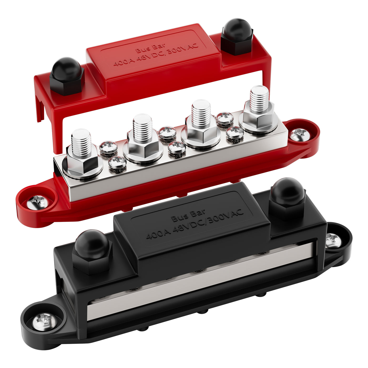 400A Busbar Distribution Block w/ 4x5/16" or 3/8" Studs and 6x#8 Screws