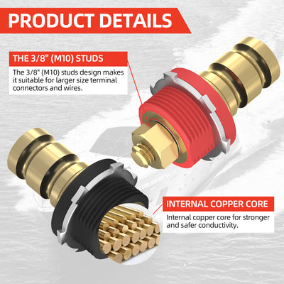 250A 3/8″ Studs Remote Battery Jumper Charger Post Terminal with Caps