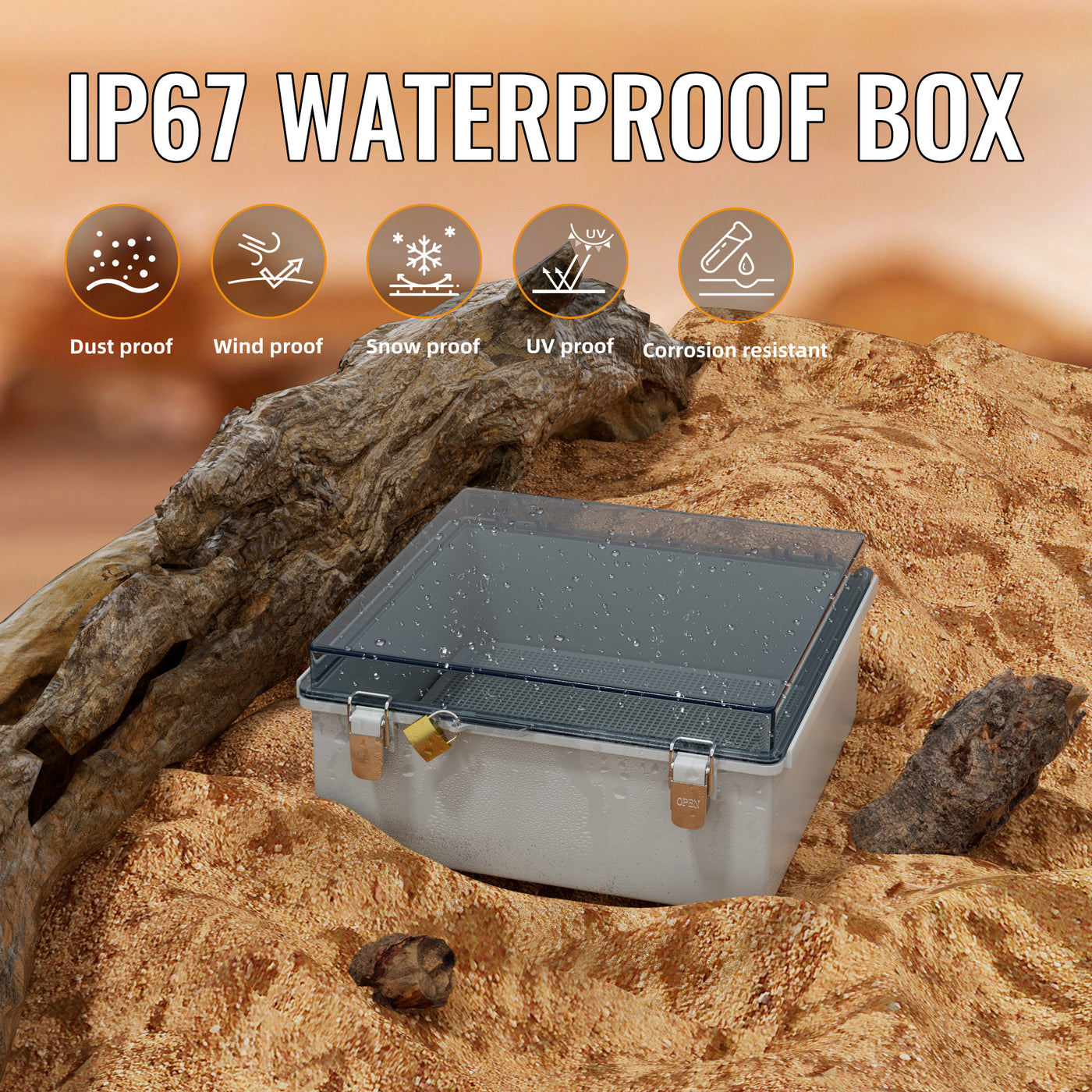 Outdoor Electrical Junction Box with Transparent Cover - 13.2"x13.2"x5.2"