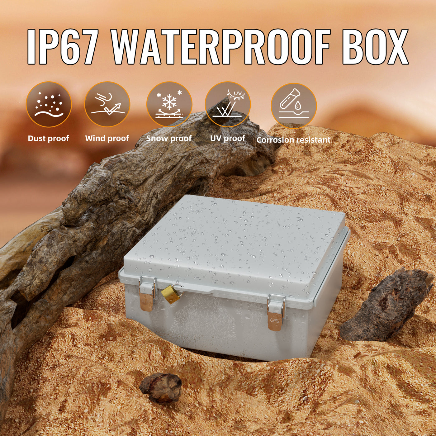 Weatherproof ABS Plastic Outdoor Electrical Junction Box - 13.2"x13.2"x5.2"