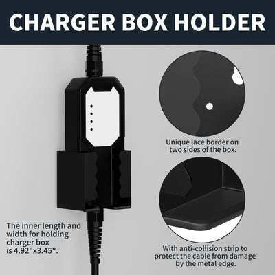 SAE J1772 J-Hook Plug EV Charger Box Holder with Cable Organizer