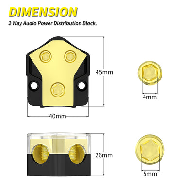 DB-43 2 Way 1 in 2 out Power Distribution Block Dimension