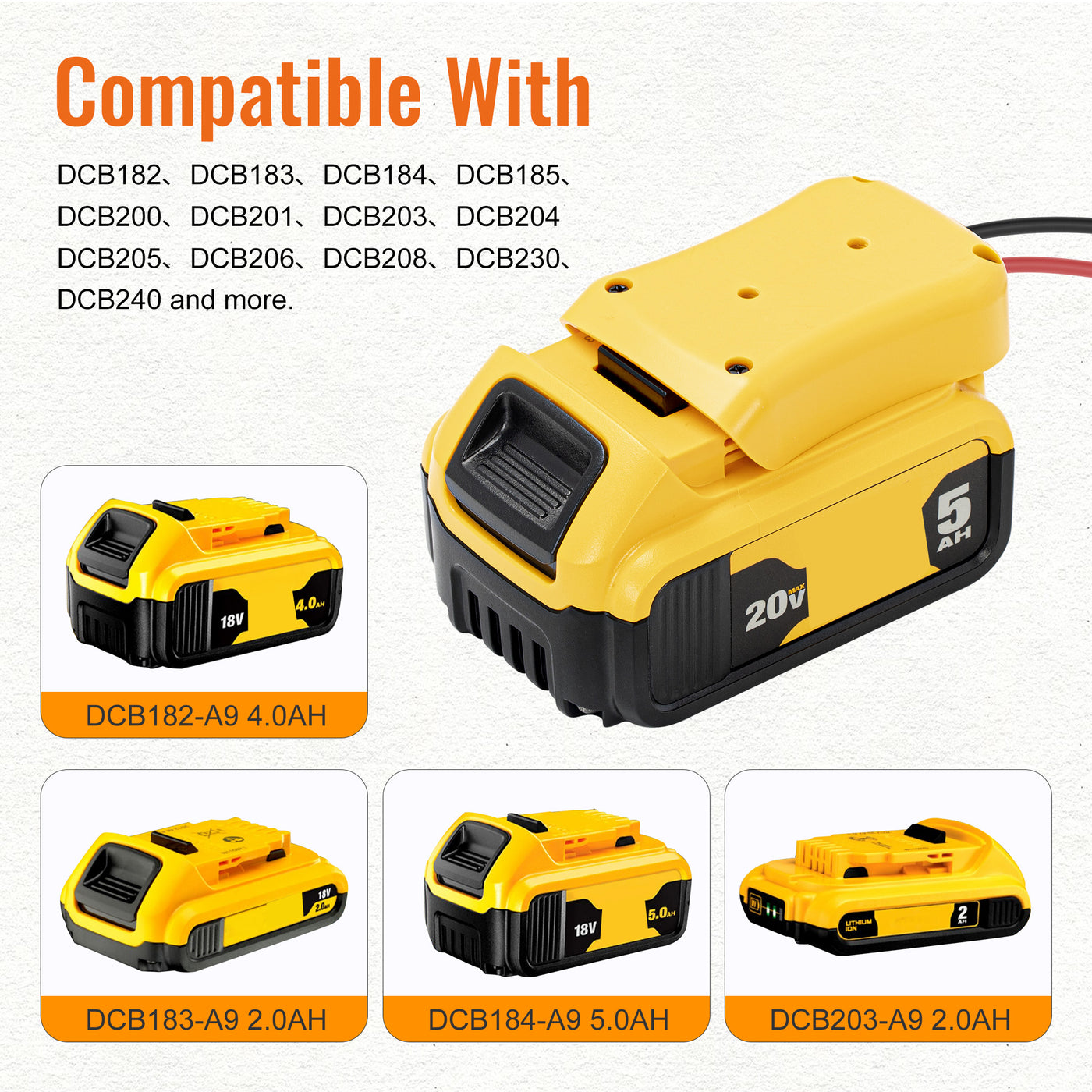 20V Dewalt Power Wheels Adapter with Wire Harness Connector - Fisher-Price Compatible