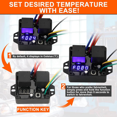 Digital Thermatic 1-2 Fan Controller Switch Kit for 12V/24V (Replaces #0444)