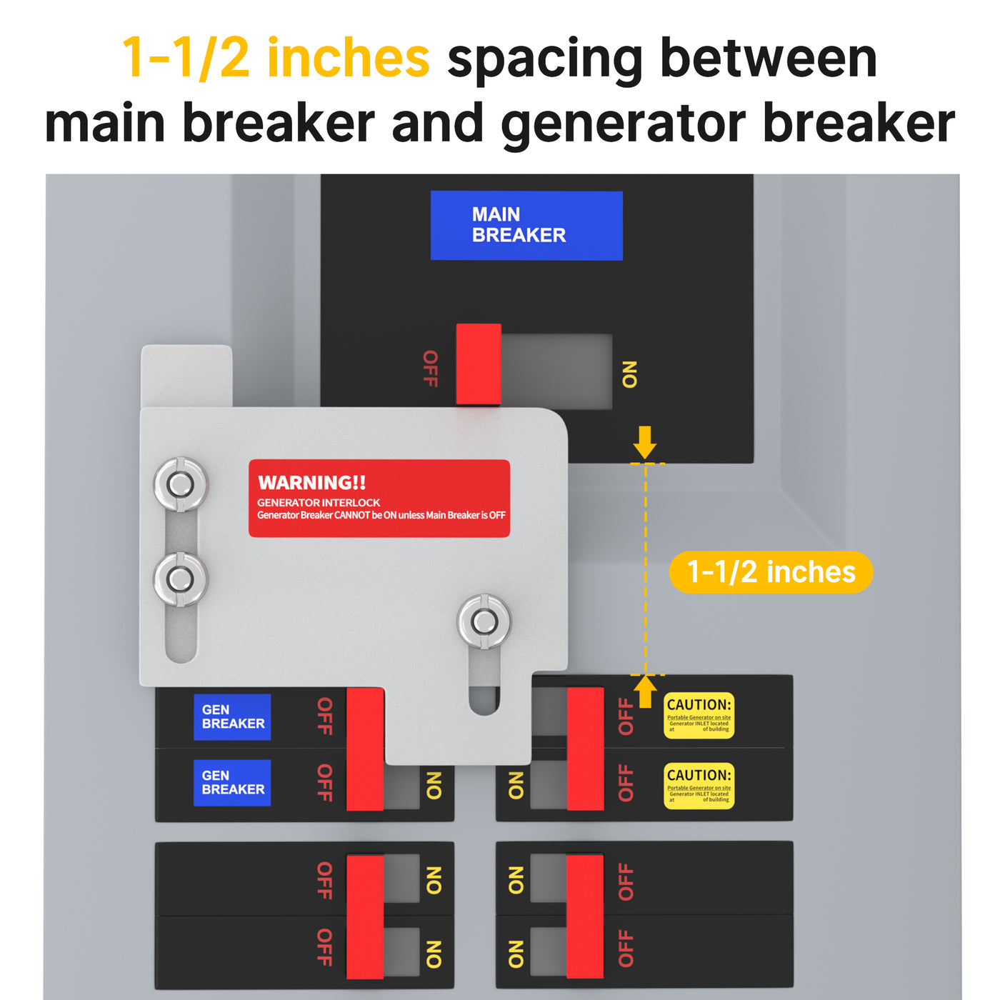 Generator Interlock Kit - Eaton Cutler Hammer 150/200A (EAT-CH200), 1-1/2" Spacing