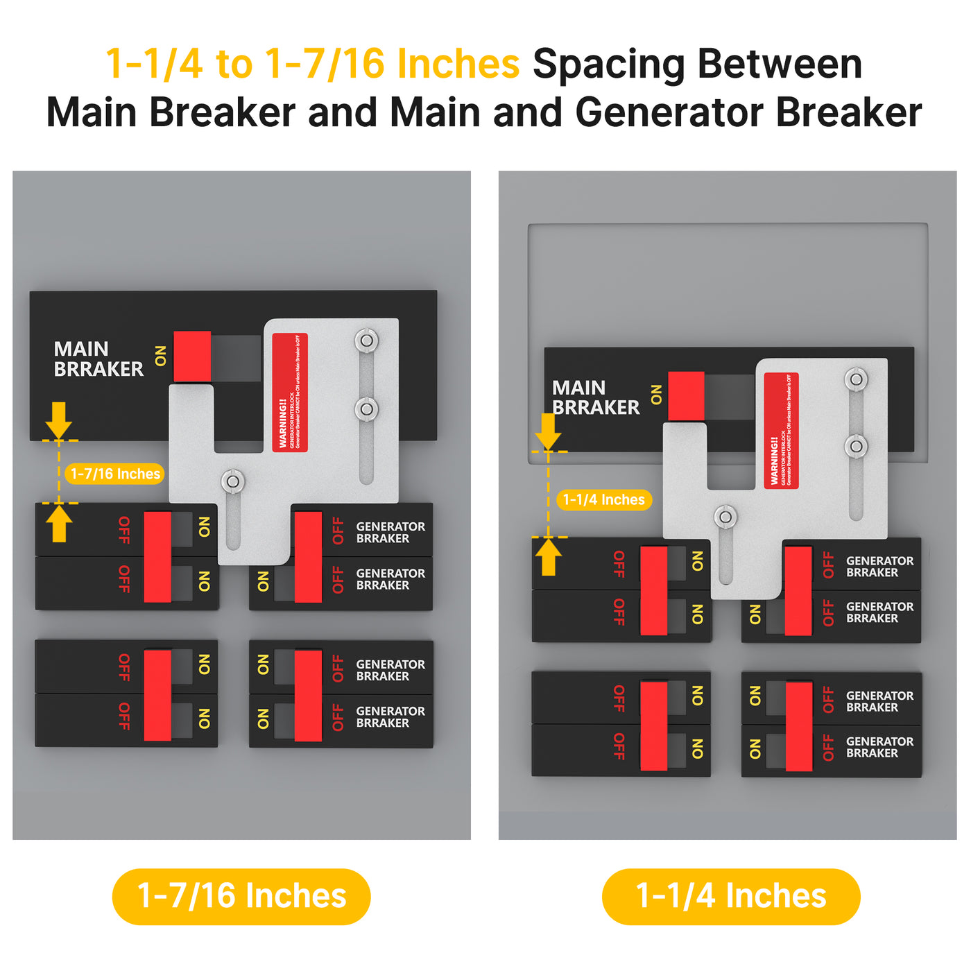 Generator Interlock Kit - Eaton CH & BR Series 150/200A (EAT-PN200), 1-1/4" - 1-7/16" Spacing