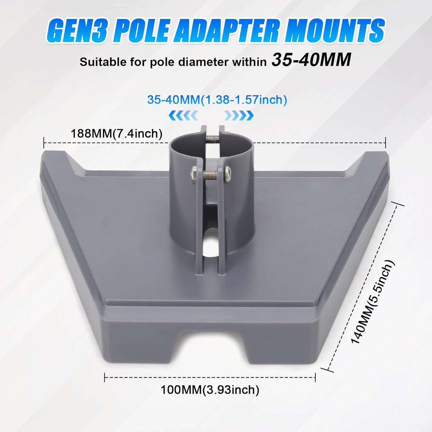 Starlink Gen3 Pipe Adapter Pole Mount Kit Compatible within 1.37" - 1.53"