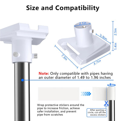 Starlink Gen3 Pipe Adapter Kickstand for Pole Mounting Fits 1.49-1.96" Poles