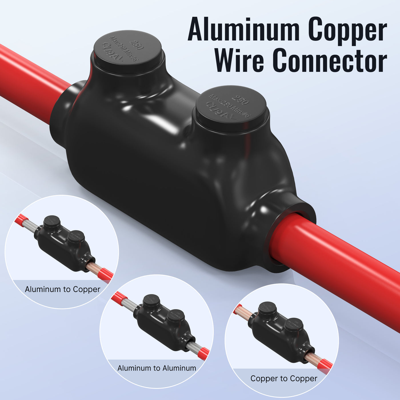 250 MCM – 6 AWG 2-Port Inline Splice Multi-Tap Pre-Insulated Connector