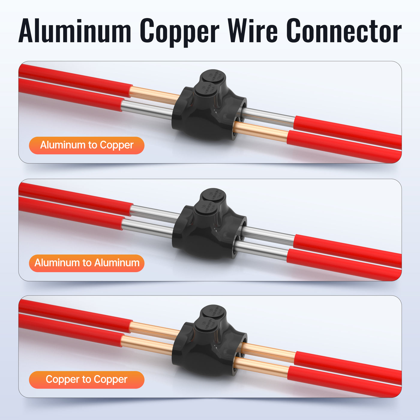 2/0-6AWG 2 Port Dual Entry Insulated Wire Connector for Mixed Wires