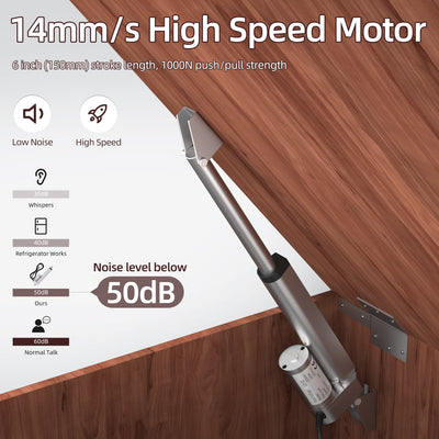 1000N/220lb 6" Stroke 14mm/s High Speed 12V Linear Actuator with Switch Controller