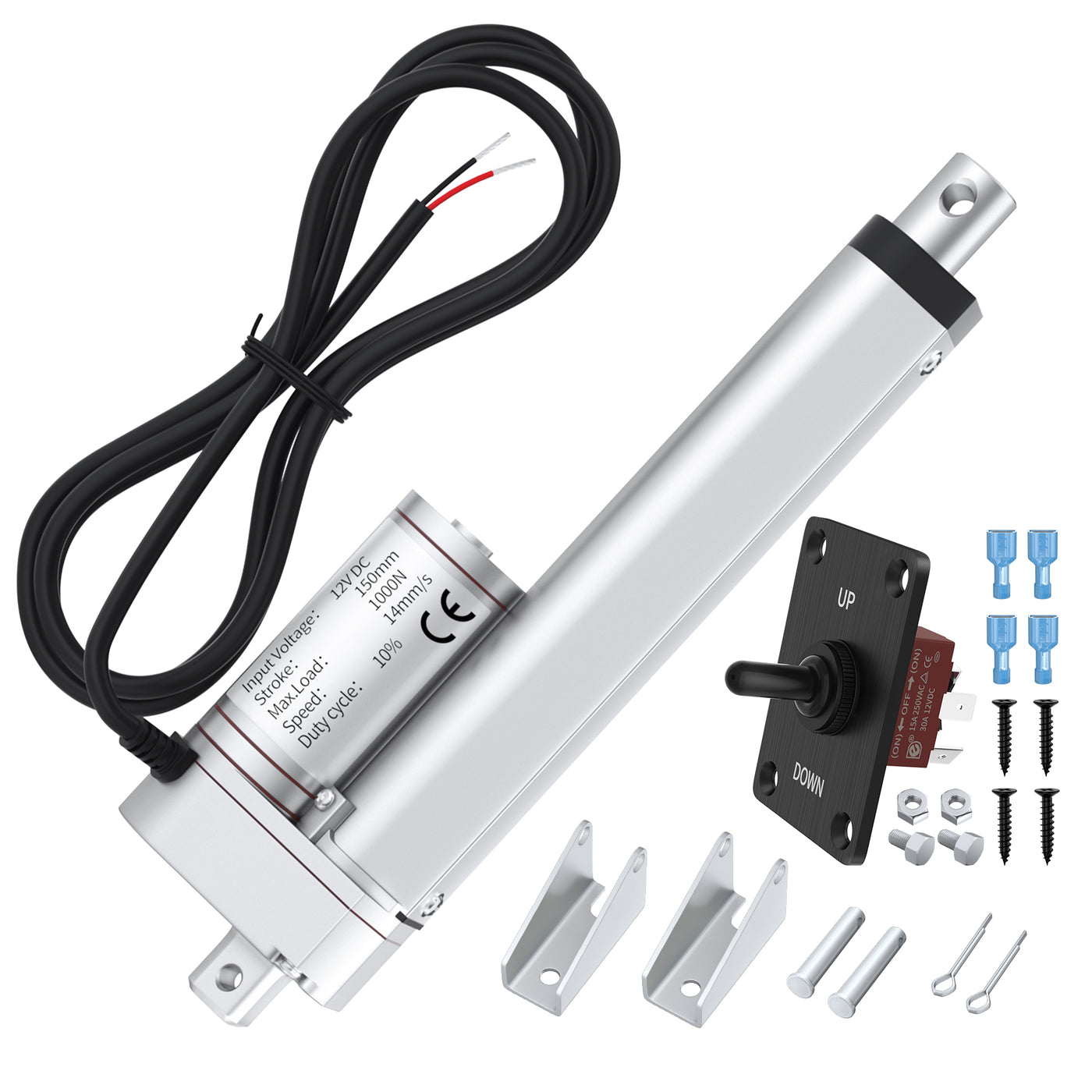 1000N/220lb 6" Stroke 14mm/s High Speed 12V Linear Actuator with Switch Controller