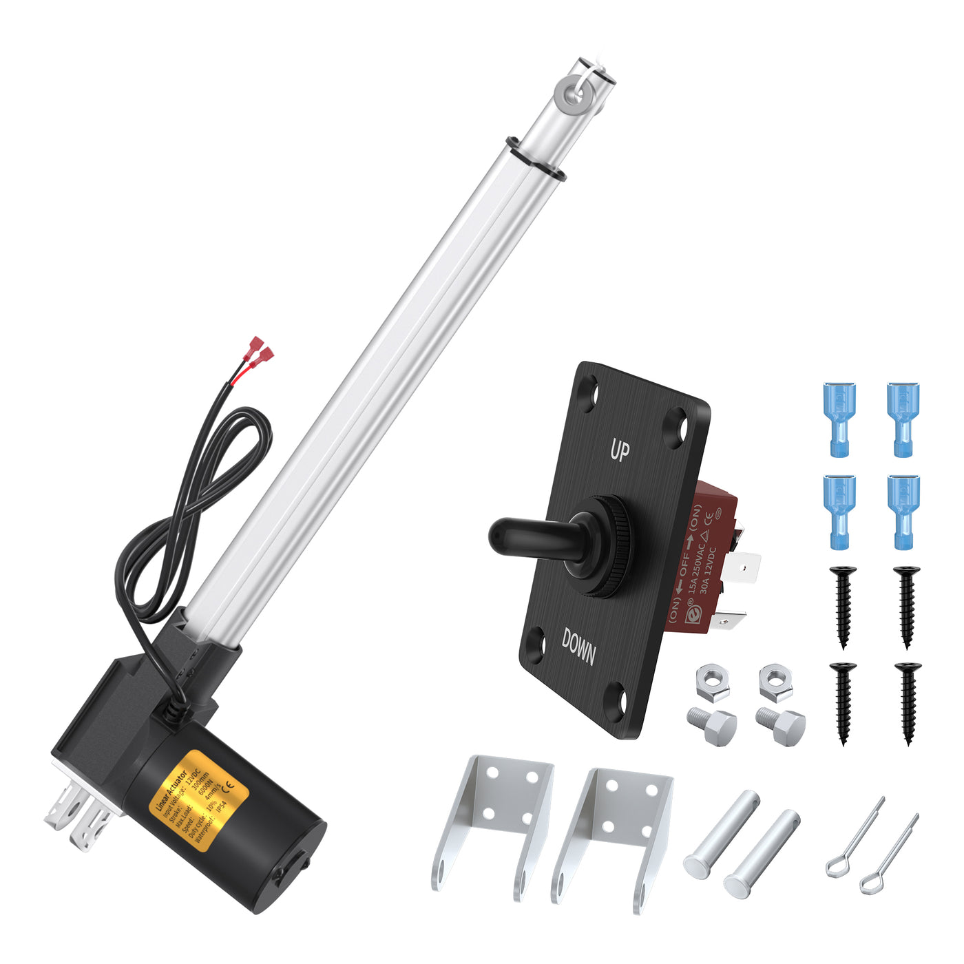 6000N/1320lb 300mm/12" Stroke 4mm/s 12V Linear Actuator with Switch Controller