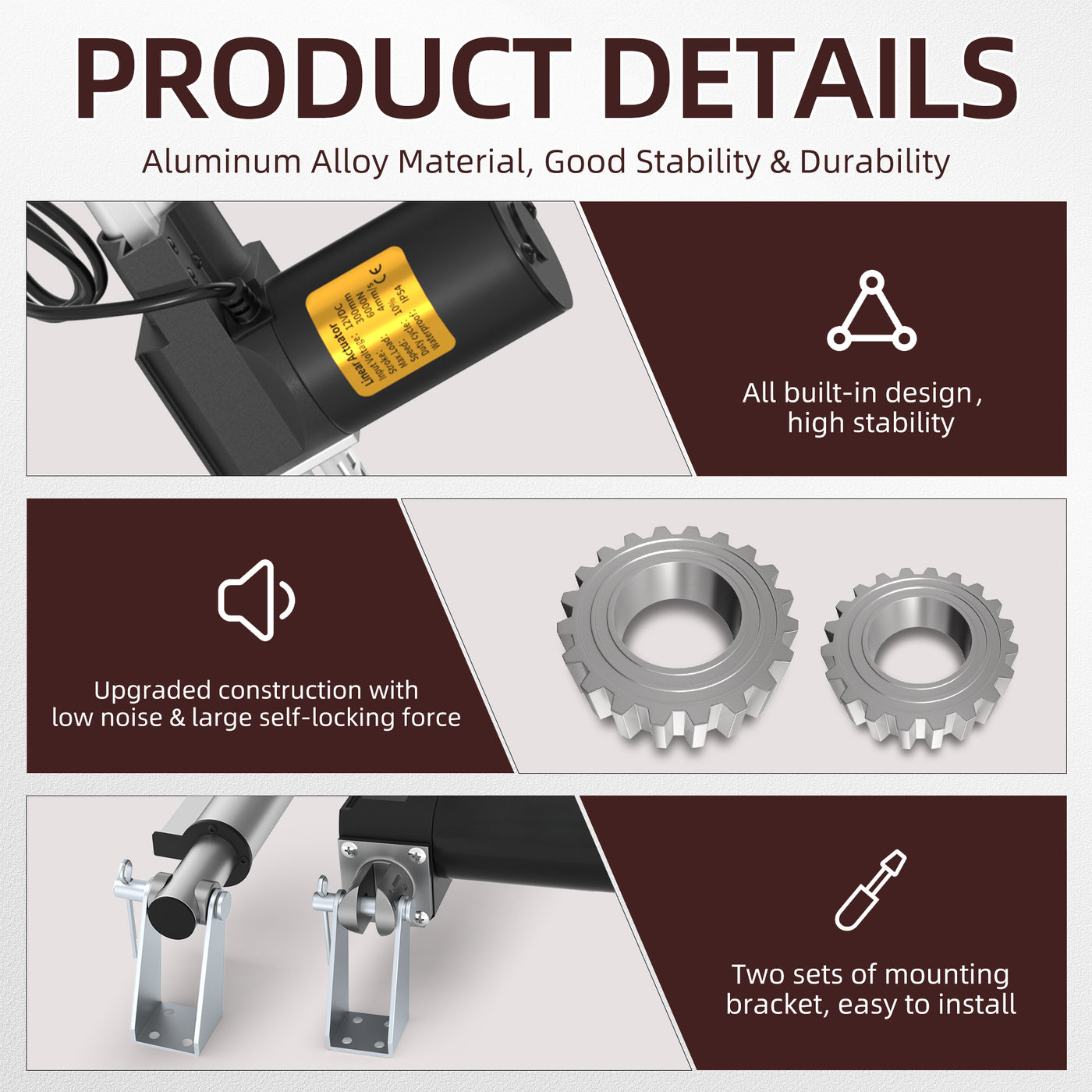 6000N/1320lb 300mm/12" Stroke 4mm/s 12V Linear Actuator with Switch Controller