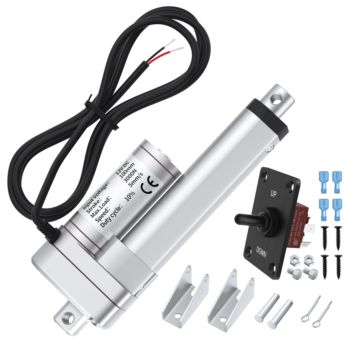 4"/100mm Stroke 3000N/600lbs 12V DC Electric Linear Actuator Kit