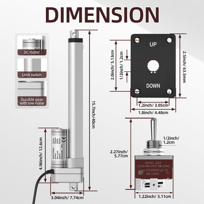 10"/250mm Stroke 3000N/600lbs 12 Volt Linear Actuator Motor Kit