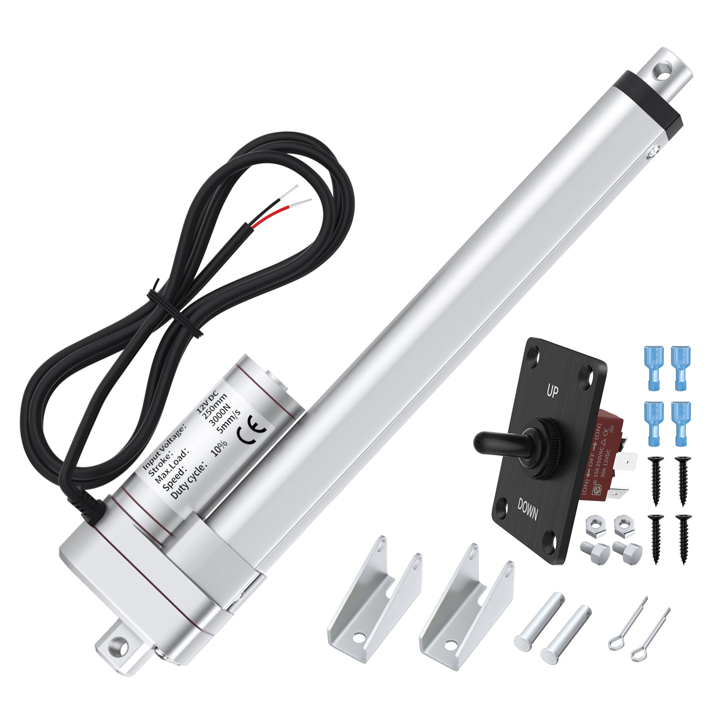 10"/250mm Stroke 3000N/600lbs 12 Volt Linear Actuator Motor Kit