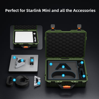 Starlink Mini Army Green Hard Protective Travel Case with Organized Storage