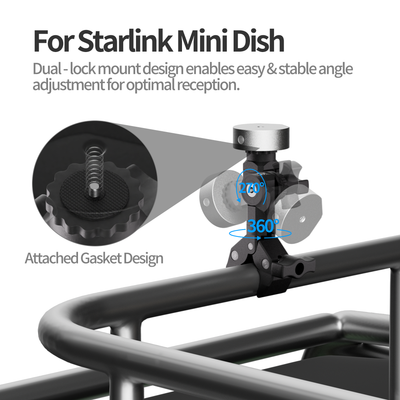 Starlink Mini Clamp Mount with 1/4" Screw Mount and Tripod Adapter