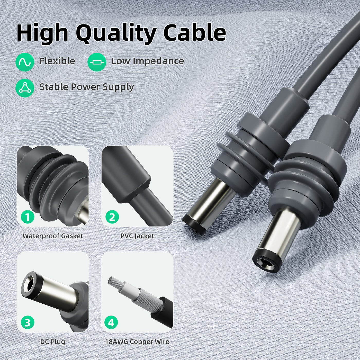 Starlink Mini DC To DC Power Cable Replacement - 6.5FT/16.4FT/32.8FT