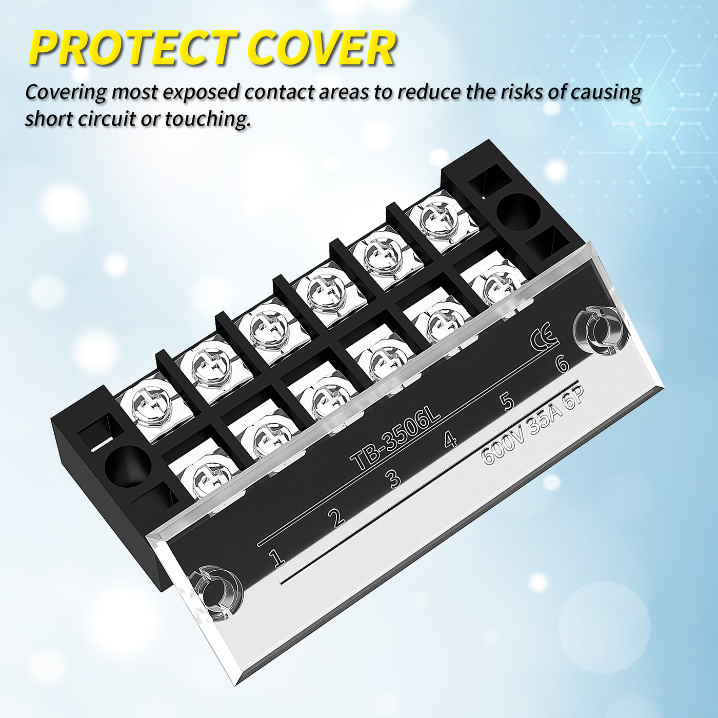 TB-3506 Dual Row 6 Position Terminal Block with Protect Cover