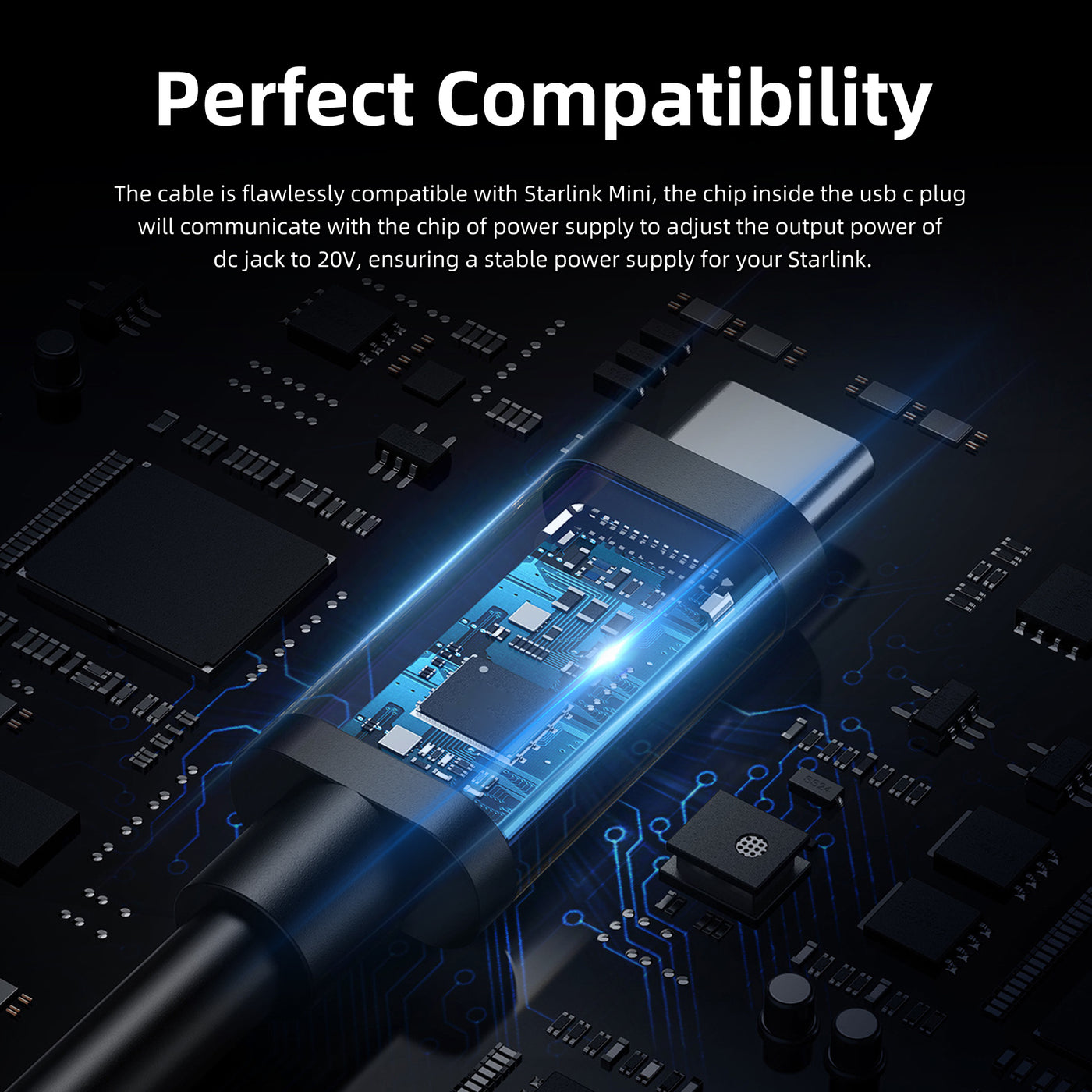 Starlink Mini USB C to DC Woven Charge Cable for 140W Power Supply - 5.9FT/1.8M