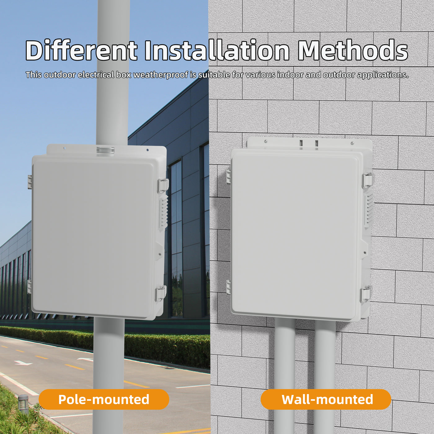 Weatherproof and Vented Electrical Enclosure Box - Pole/Wall Mountable - 15.7"x11"x5.9"