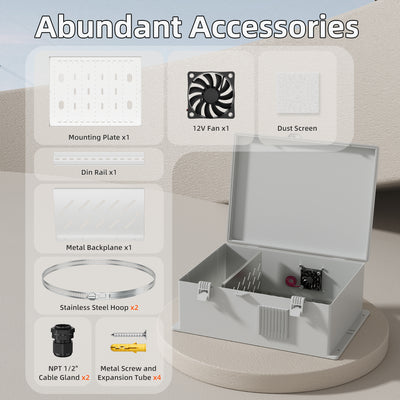 Outdoor Waterproof Vented NEMA Electrical Box with Cooling Fan - 18.1"x12.6"x6.4"