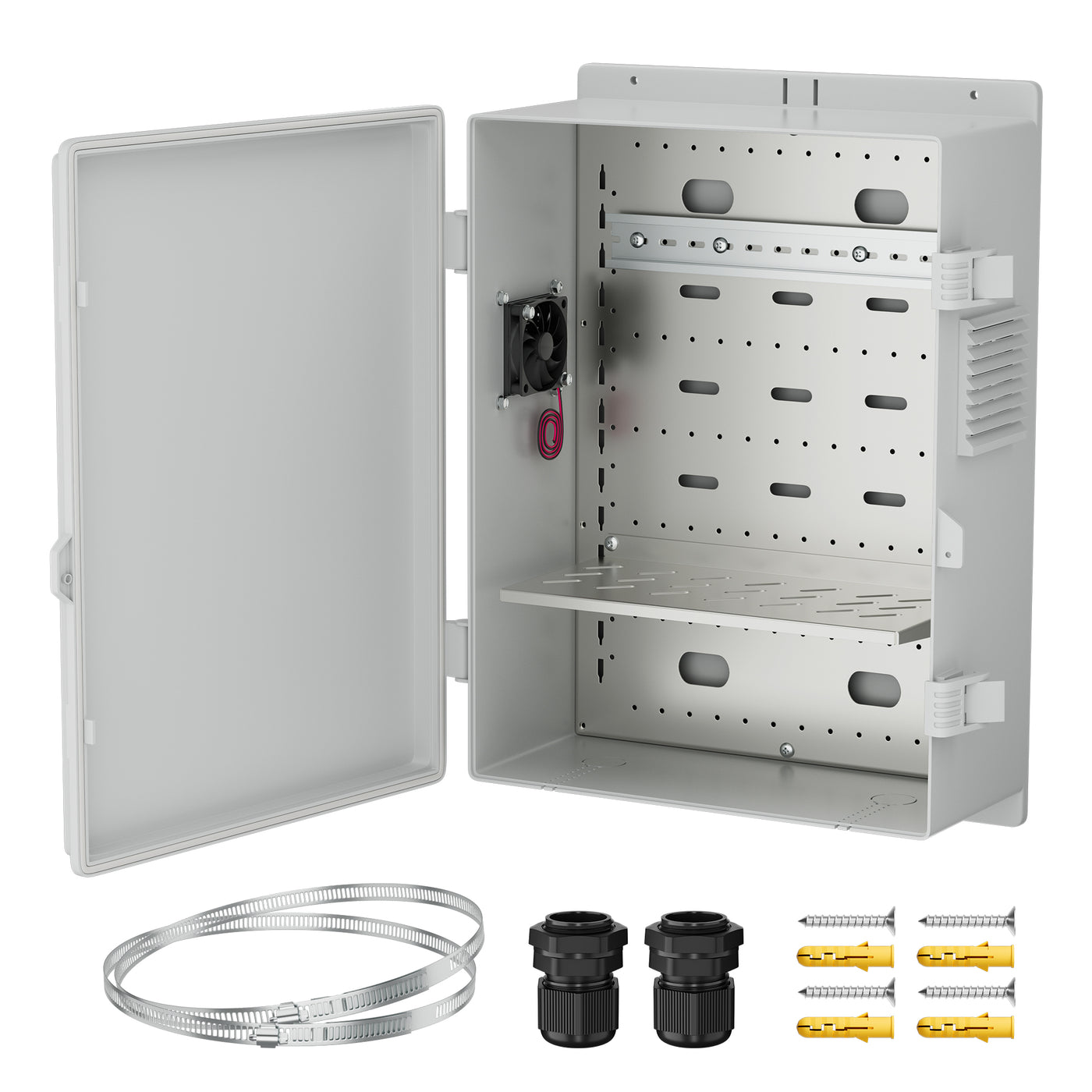 Outdoor Waterproof Vented NEMA Electrical Box with Cooling Fan - 18.1"x12.6"x6.4"